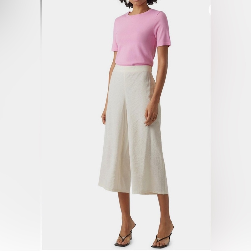 Ivory Flowy Wide-Leg Culottes
